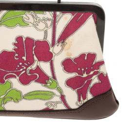 Pre Owned Burberry Floral Canvas Framed Evening Bag