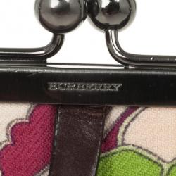 Pre Owned Burberry Floral Canvas Framed Evening Bag