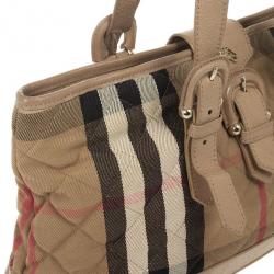 مملوكة مسبقًا Burberry House Check Quilted Fabric Tote
