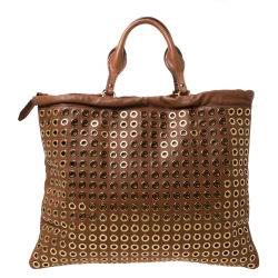 Burberry Tan Leather Grommet Big Crush Tote 