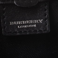 Pre Owned Burberry Beige/Black House Check PVC and Leather Baguette Bag