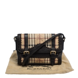 Pre Owned حقيبة كروس بربرى جلد وبلاستيك مشمع بى في سى كاروهات هايماركت بنية / بيج 