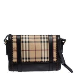 Pre Owned حقيبة كروس بربرى جلد وبلاستيك مشمع بى في سى كاروهات هايماركت بنية / بيج 