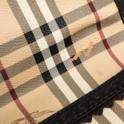 Pre Owned حقيبة كروس بربرى جلد وبلاستيك مشمع بى في سى كاروهات هايماركت بنية / بيج 