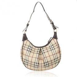 Pre Owned Burberry Haymarket Check Hobo Bag