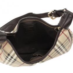 Pre Owned Burberry Haymarket Check Hobo Bag