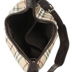 Pre Owned Burberry Haymarket Check Hobo Bag