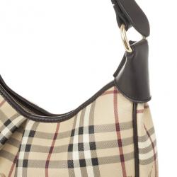 Pre Owned Burberry Haymarket Check Hobo Bag