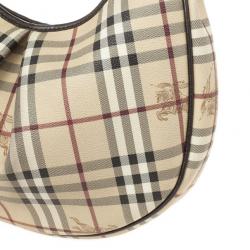 Pre Owned Burberry Haymarket Check Hobo Bag
