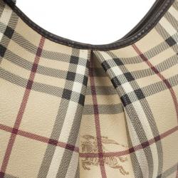 Pre Owned Burberry Haymarket Check Hobo Bag