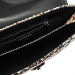 Pre Owned Burberry Beige House Check Tweed and Leather Flap Shoulder Bag
