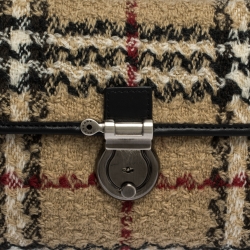 Pre Owned Burberry Beige House Check Tweed and Leather Flap Shoulder Bag