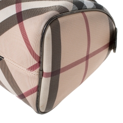Pre Owned Burberry Beige/Metallic Nova Check PVC Chester Boston Bag
