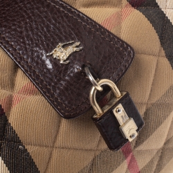 Pre Owned Burberry Beige/Brown Quilted House Check Canvas and Leather Brooke Hobo