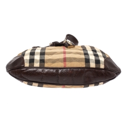 Pre Owned Burberry Beige/Brown Quilted House Check Canvas and Leather Brooke Hobo