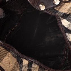 Pre Owned Burberry Beige/Brown Quilted House Check Canvas and Leather Brooke Hobo