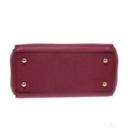 Pre Owned Burberry Red Leather Buckle Tote