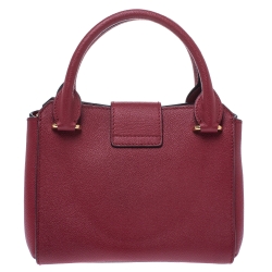 Pre Owned Burberry Red Leather Buckle Tote