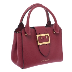Pre Owned Burberry Red Leather Buckle Tote