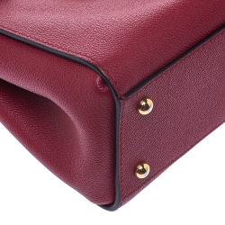 Pre Owned Burberry Red Leather Buckle Tote