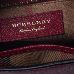 Pre Owned Burberry Red Leather Buckle Tote