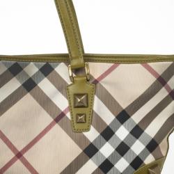 Pre Owned Burberry Nova Check Studded Nickie Tote