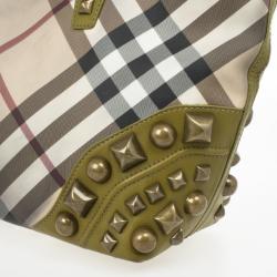 Pre Owned Burberry Nova Check Studded Nickie Tote