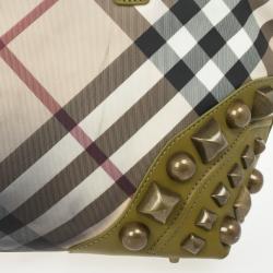 Pre Owned Burberry Nova Check Studded Nickie Tote