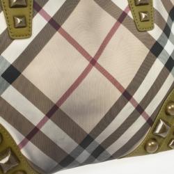 Pre Owned Burberry Nova Check Studded Nickie Tote