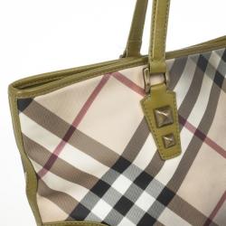 Pre Owned Burberry Nova Check Studded Nickie Tote