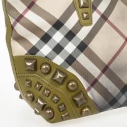 Pre Owned Burberry Nova Check Studded Nickie Tote