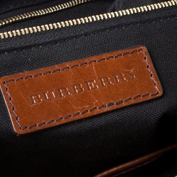 Pre Owned Burberry Brown/Yellow House Check Fabric and Leather Gladstone Tote