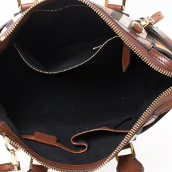Pre Owned Burberry Brown/Yellow House Check Fabric and Leather Gladstone Tote