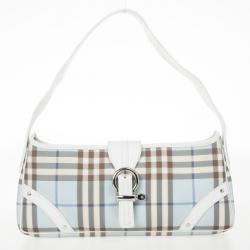 Pre Owned Burberry Haymarket PVC Beige Shoulder Bag