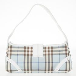 Pre Owned Burberry Haymarket PVC Beige Shoulder Bag