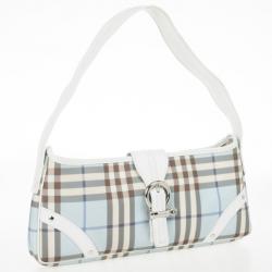 Pre Owned Burberry Haymarket PVC Beige Shoulder Bag