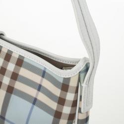 Pre Owned Burberry Haymarket PVC Beige Shoulder Bag