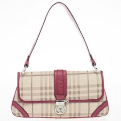 Pre Owned Burberry Beige Peyton Haymarket PVC Shoulder Bag