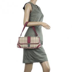 Pre Owned Burberry Beige Peyton Haymarket PVC Shoulder Bag