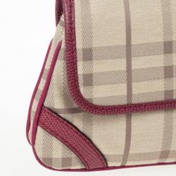 Pre Owned Burberry Beige Peyton Haymarket PVC Shoulder Bag