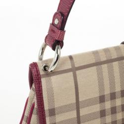 Pre Owned Burberry Beige Peyton Haymarket PVC Shoulder Bag