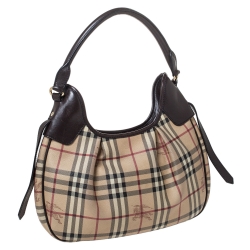 Pre Owned Burberry Beige/Brown Classic Check Small Brooklyn Hobo