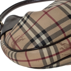 Pre Owned Burberry Beige/Brown Classic Check Small Brooklyn Hobo