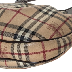 Pre Owned Burberry Beige/Brown Classic Check Small Brooklyn Hobo