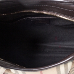 Pre Owned Burberry Beige/Brown Classic Check Small Brooklyn Hobo