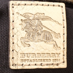 Pre Owned Burberry Gold/Beige Haymarket Check PVC and Patent Leather Bowler Bag