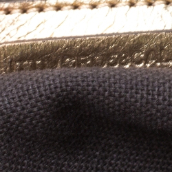 Pre Owned Burberry Gold/Beige Haymarket Check PVC and Patent Leather Bowler Bag