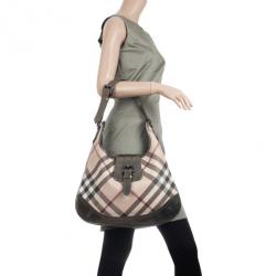 مملوكة مسبقًا Burberry Metallic Trim Nova Check 'Brooke' Hobo 