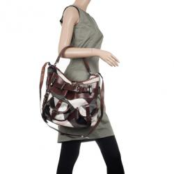 Pre Owned Burberry Tan Nova Check Front Pocket Shoulder Bag