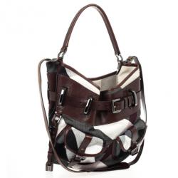 Pre Owned Burberry Tan Nova Check Front Pocket Shoulder Bag